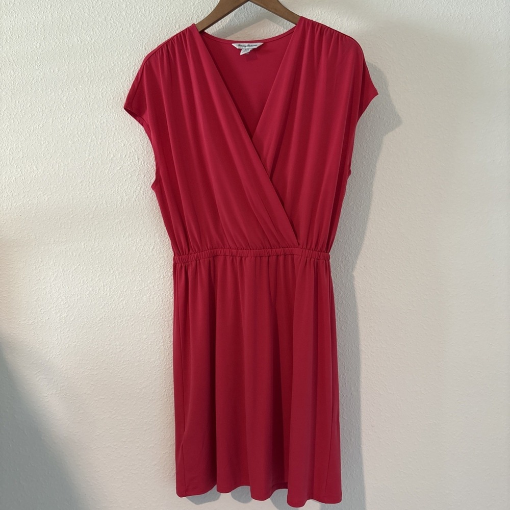 Tommy Bahama Hot Pink Faux Wrap Dress Womens Size Small Comfort Sleeveless